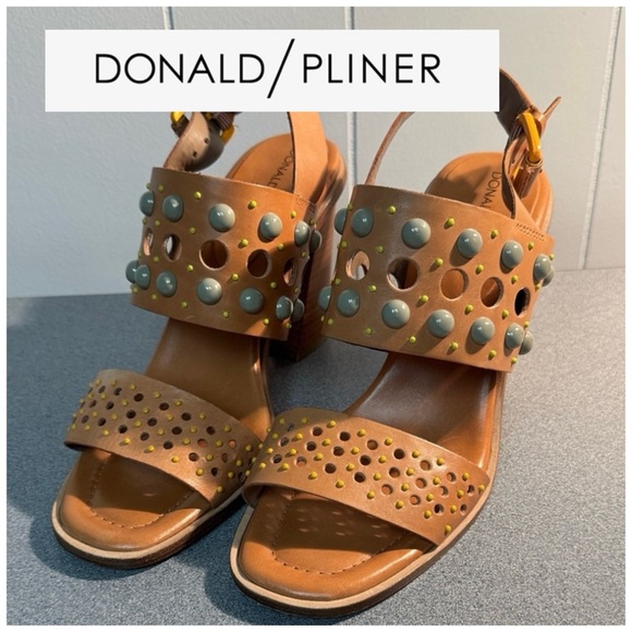 Donald Pliner Shoes - Donald Pliner Studded Leather Block Heel Sandals - 3.5-4" heel, Size 7 1/2 M